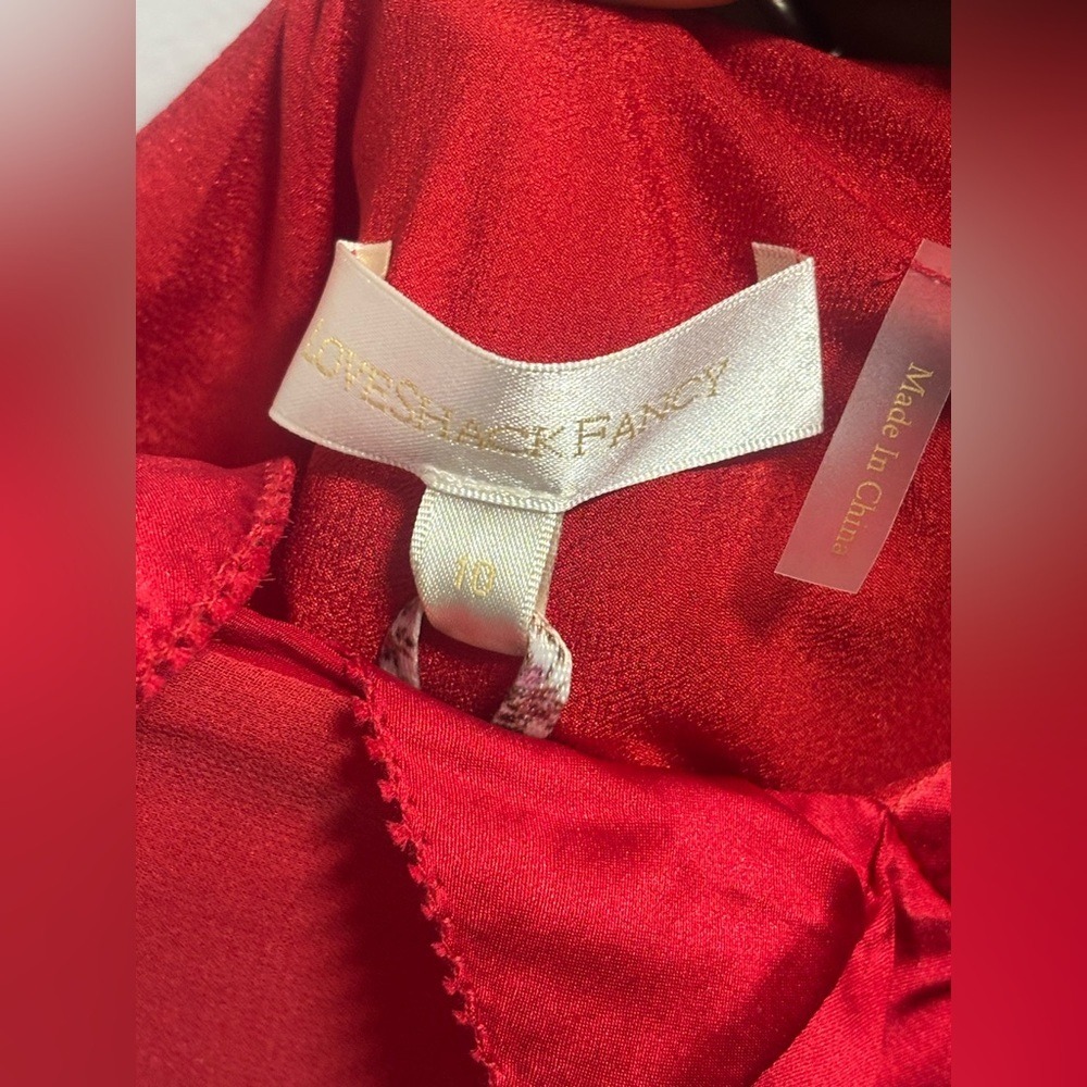 LoveShackFancy Rialto Red Silk Bow Gown Maxi‎ Prom Dress Size 8/M - Picture 3 of 8